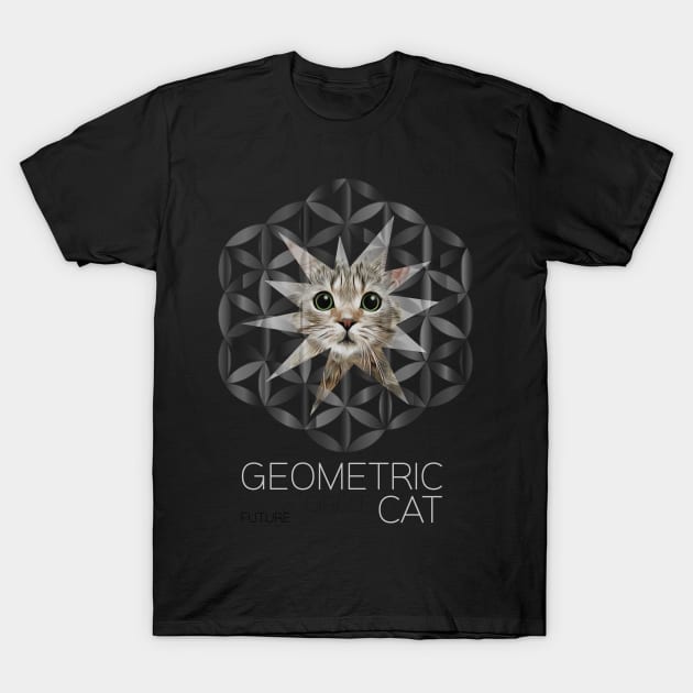 Geometric Cat T-Shirt by Aleksandar NIkolic